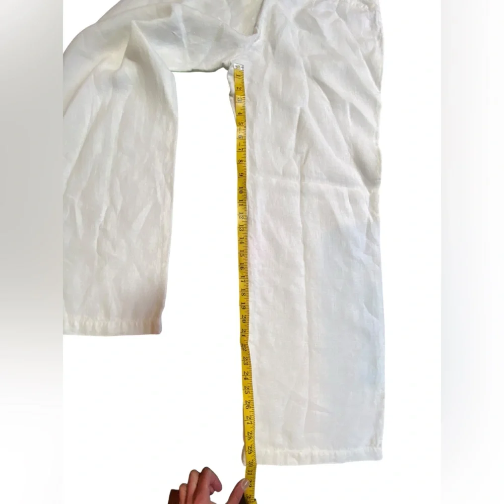NWOT Eileen Fisher Linen White Wide Leg Flat Front Trousers 10